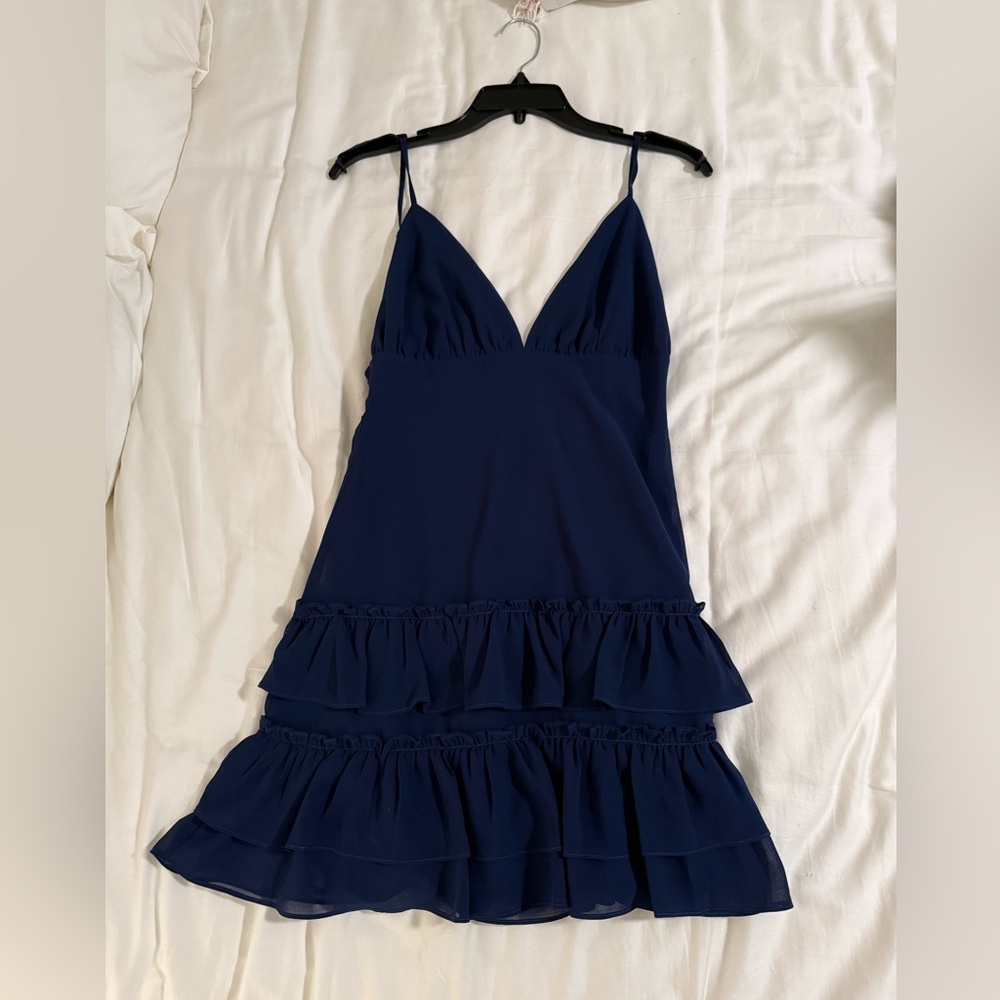 Lulus Navy Blue Ruffle Dress
